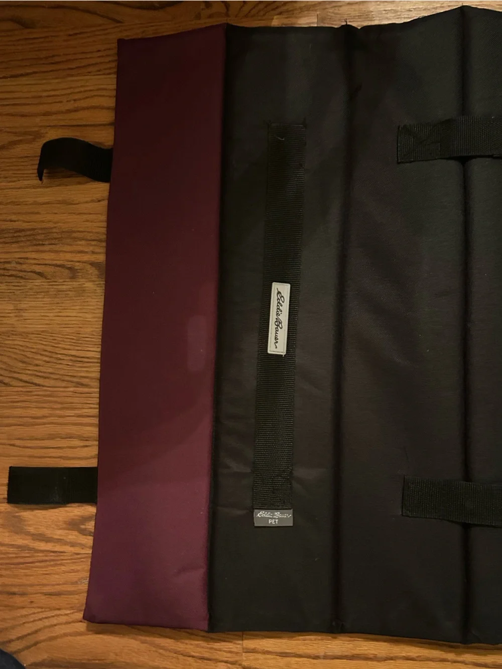 Eddie Bauer Roll Up Packable Foldable Black & Maroon Dog Bed Great for Traveling
